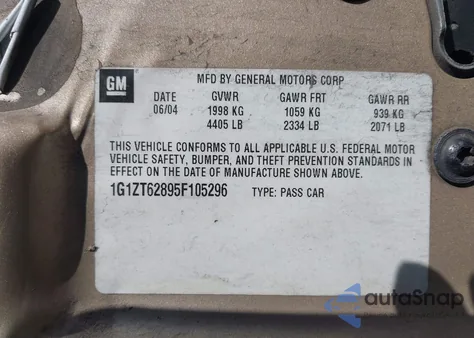 2005 Chevrolet Malibu Maxx Ls from USA, damaged, VIN 1G1ZT62895F105296